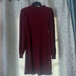 Mid-length burgundy sweater dress